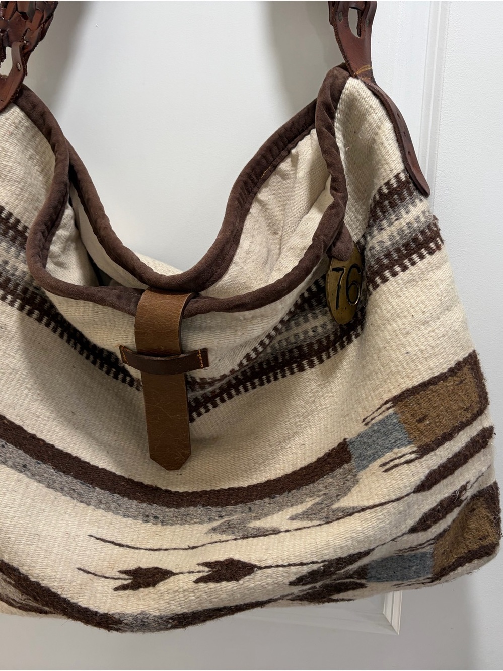 Authentic Artisanal Southwestern Saddle Blanket Shoulder Bag - Rustic Boho